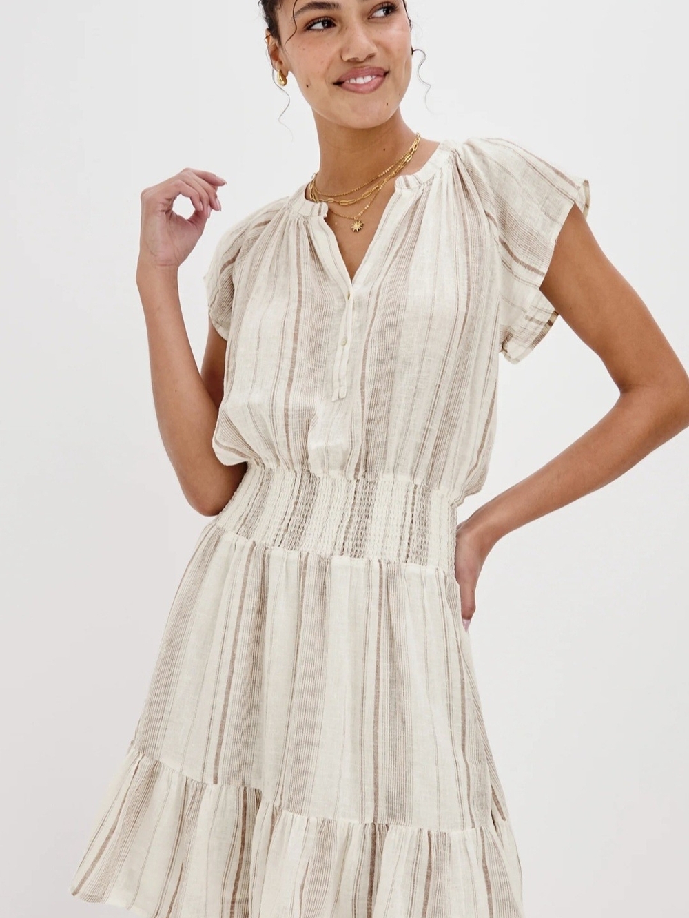 Rails NWT Augustine Linen/Ecovero Rayon Dress in Reims Stripe Large